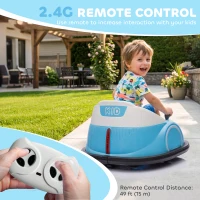 Qaba 12V Bumper Car for Toddlers, Ride On Car with 360 Degree Remote Control, Lights Music Horn, for 1.5-5 Years, Light Blue(m-6)