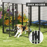 PawHut 8' x 4' x 6' Outdoor Dog Kennel, Dog Kennel Outside Run with 360° Rotating Bowls, Waterproof & UV Resistant Cover(m-6)