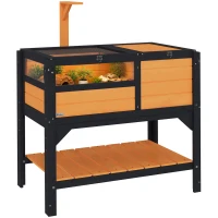 PawHut Tortoise Habitat with Shelf Storage Tortoise Gift Accessory with Weather Protection for Indoor, Yellow(m-11)