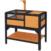 PawHut Tortoise Habitat with Shelf Storage Tortoise Gift Accessory with Weather Protection for Indoor, Yellow(m-1)