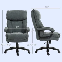 HOMCOM Big and Tall Executive Office Chair, Up to 450 lbs. Heavy Duty Desk Chair, Computer Chair for Heavy People, Gray(m-3)