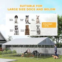 PawHut Heavy Duty Outdoor Dog Kennel with Waterproof Roof, Secure Latch, Chain Link Dog Run for Backyard, 19.7' x 19.7' x 8.9'(m-14)