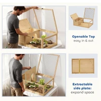 PawHut Wooden Reptile Cage with Top Access for Turtles, Lizards, Snakes, Yellow(m-7)