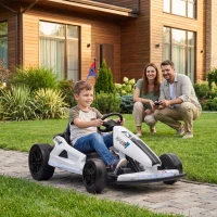 Qaba 24V Electric Drift Go Kart for Kids with Dual Motors, Soft Start, PU Wheels, Max 7.5MPH, for Ages 6-14, White(m-10)
