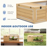 PawHut Wooden Reptile Cage with Top Access for Turtles, Lizards, Snakes, Yellow(m-6)