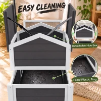 PawHut Tortoise Enclosure Tortoise House w/ Adjustable Lamp Holder, Storage Shelf, Removable Main House, Openable Lid, Gray(m-6)
