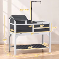 PawHut Tortoise Enclosure Tortoise House w/ Adjustable Lamp Holder, Storage Shelf, Removable Main House, Openable Lid, Gray(m-3)
