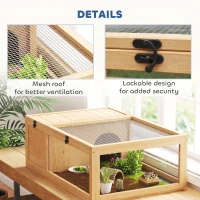 PawHut Wooden Reptile Cage with Top Access for Turtles, Lizards, Snakes, Yellow(m-8)