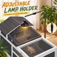 PawHut Tortoise Enclosure Tortoise House w/ Adjustable Lamp Holder, Storage Shelf, Removable Main House, Openable Lid, Gray(m-5)