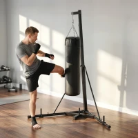 Soozier Foldable Punch Bag Stand, Adjustable Height Heavy Bag Stand with Weighted Base, Freestanding for Home Gym, Stand Only(m-8)