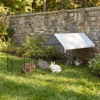 PawHut 73" Small Animal Cage with Roof, Indoor/Outdoor Use,  for Chicken, Rabbits, Chinchillas, Silver(m-8)