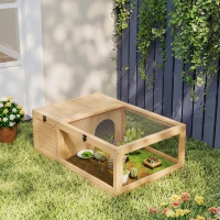PawHut Wooden Reptile Cage with Top Access for Turtles, Lizards, Snakes, Yellow(m-13)