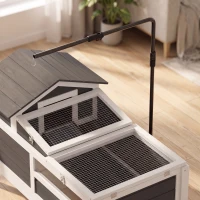 PawHut Tortoise Enclosure Tortoise House w/ Adjustable Lamp Holder, Storage Shelf, Removable Main House, Openable Lid, Gray(m-9)
