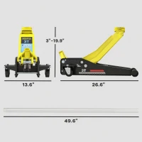 HOMCOM 3 Ton Low Profile Floor Jack 3"-19.6" Lifting Range Heavy Duty Car Jack Dual Piston Lift Pump Non-slip Handle Yellow(m-3)