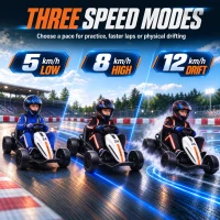 Qaba 24V Electric Drift Go Kart for Kids with Dual Motors, Soft Start, PU Wheels, Max 7.5MPH, for Ages 6+, White(m-6)
