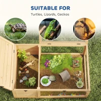 PawHut Wooden Reptile Cage with Top Access for Turtles, Lizards, Snakes, Yellow(m-9)