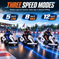 Qaba 24V Electric Drift Go Kart for Kids with Dual Motors, Soft Start, PU Wheels, Max 7.5MPH, for Ages 6-14, White(m-6)