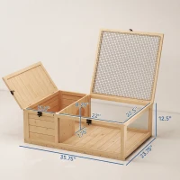 PawHut Wooden Reptile Cage with Top Access for Turtles, Lizards, Snakes, Yellow(m-5)