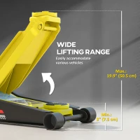 HOMCOM 3 Ton Low Profile Floor Jack 3"-19.6" Lifting Range Heavy Duty Car Jack Dual Piston Lift Pump Non-slip Handle Yellow(m-4)