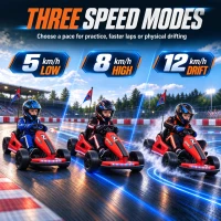 Qaba 24V Electric Drift Go Kart for Kids with Dual Motors, Soft Start, PU Wheels, Max 7.5MPH, for Ages 6-14, Red(m-6)