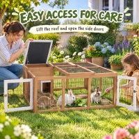 PawHut Rabbit Hutch, Waterproof Rabbit House for Small Animals, Natural(m-6)