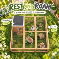 PawHut Rabbit Hutch, Waterproof Rabbit House for Small Animals, Natural(m-5)