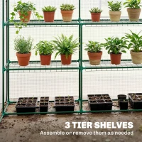 Outsunny Walk-in Greenhouse with 3 Tier, Garden Plant Growhouse with Roll-up Door and Mesh Windows, 140 x 213 x 190 cm, White(m-4)