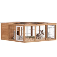 PawHut Rabbit Hutch, Waterproof Rabbit House for Small Animals, Natural(m-13)