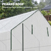 Outsunny Walk-in Greenhouse with 3 Tier, Garden Plant Growhouse with Roll-up Door and Mesh Windows, 140 x 213 x 190 cm, White(m-6)