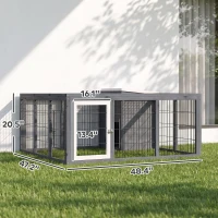 PawHut Rabbit Hutch, Waterproof Rabbit House for Small Animals, Gray(m-4)