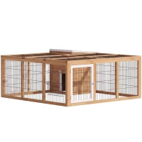 PawHut Rabbit Hutch, Waterproof Rabbit House for Small Animals, Natural(m-1)