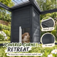 PawHut Rabbit Hutch, Waterproof Rabbit House for Small Animals, Gray(m-7)