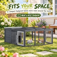 PawHut Rabbit Hutch, Waterproof Rabbit House for Small Animals, Gray(m-8)