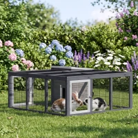 PawHut Rabbit Hutch, Waterproof Rabbit House for Small Animals, Gray(m-12)