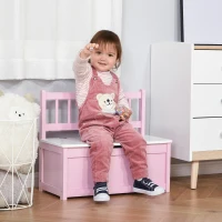 Qaba Toy Box Chest, Kids Storage Bench with Large 27 L Interior, Toy Organizer with Top Lid, and Backrest, Pink(m-10)