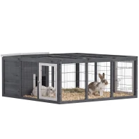 PawHut Rabbit Hutch, Waterproof Rabbit House for Small Animals, Gray(m-13)