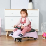 Qaba Ride on Wiggle Car w/LED Flashing Wheels, Swing Car for Toddlers, No Batteries, Gears or Pedals - Twist, Turn, Wiggle Movement to Steer, for 18- 48 months dolphin shaped Pink+Black
