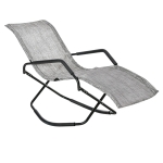 Outsunny Garden Rocking Sun Lounger Folding Reclining Rocker Chair for Sunbathing, Grey