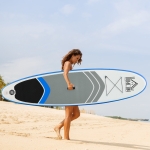 Soozier Inflatable Stand Up Paddle Board, 10'×30"×4" Lightweight & Foldable w/ ISUP Accessories & Carry Bag, Aluminum Paddle, Fix Accessories Set, Air Pump, Leash