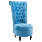 HOMCOM Retro High Back Armless Royal Accent Chair Fabric Upholstered Tufted Seat for Living Room, Dining Room and Bedroom, Blue