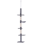 PawHut Modern Cat Tree 106” Large Vertical Cat Scratching Carpeted Platform Cat Tree Tower Grey