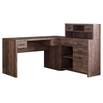 Monarch 63" L-Shaped Contemporary Reclaimed Wood-look Computer Desk with Storage - Brown
