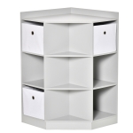HOMCOM 9-Cube Kids Corner Storage Toy Cabinet Organizer Bookshelf w/ Fabric Drawer Bins