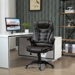 Vinsetto Executive Home Office Chair High Back Ergonomic PU Leather Computer Chair, with Swivel Wheels, Arm, Adjustable Height, Brown