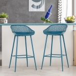 HOMCOM Set of 2 Vintage Metal Bar Stool with Back Rest Counter Stools with Footrest