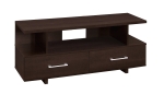 Monarch 48" Contemporary Wood Grain-Look Open Storage Shelf 2-Drawer Console TV Stand - Cappuccino Brown Finish