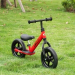 Qaba 12" Kids Balance Bike No Pedal Bicycle Adjustable Seat and Handlebar Training Toddler Bike 3 - 5 Years Red