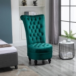 HOMCOM Retro High Back Armless Chair Living Room Furniture Velvet-touch Fabric Upholstered Tufted Royal Accent Seat Green