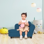 Qaba Kids Sofa, Toddler Couch with Storage Compartment, Children Chaise Lounge, Armrest Chair for Preschool for Kids Room, Kindergarten, Eucalyptus Wood, Blue