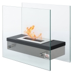 HOMCOM Portable Table Top Ventless Ethanol Fireplace Indoor Outdoor Fire Pit, 18.5"x 7.75", Silver and Black
